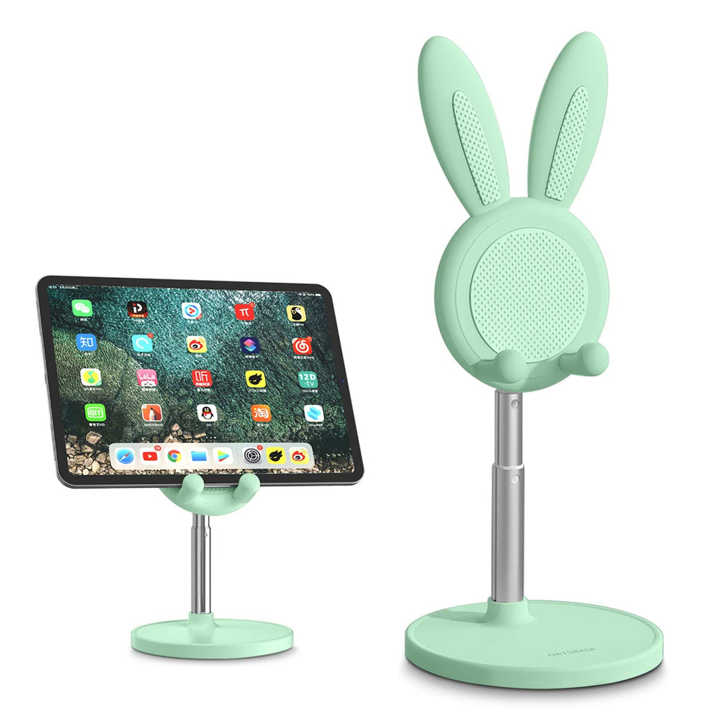 [Australia - AusPower] - Cute Phone Stand, Adjustable Desktop Bunny Phone Stand Holder, Compatible with All Models of Mobile Phones Such as iPhone, Samsung and Tablets Under 12 Inches Green 