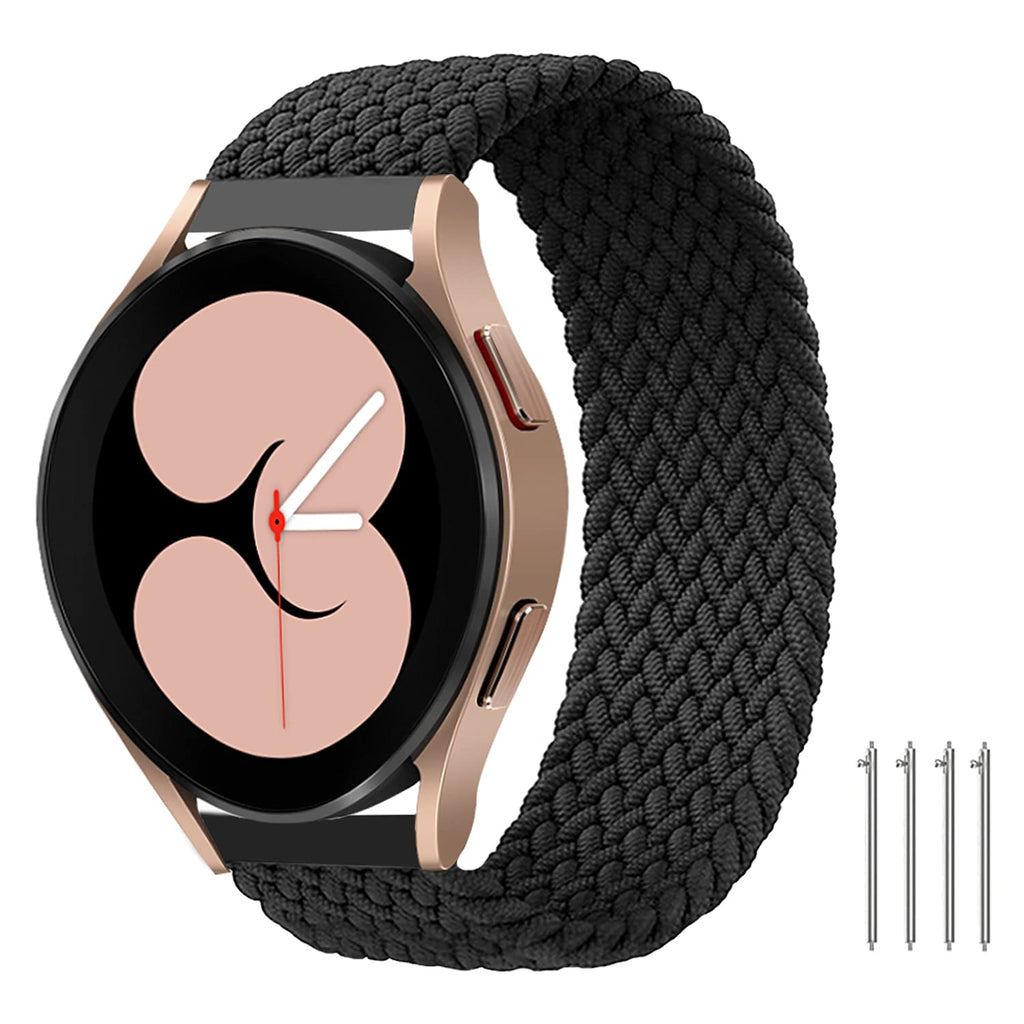 [Australia - AusPower] - Minggo Solo Loop Braided Band Compatible with Samsung Galaxy Watch 4 40mm 44mm, Elastic Woven Strap for Galaxy Watch Active 2/Galaxy Watch 3 41mm Black Large 