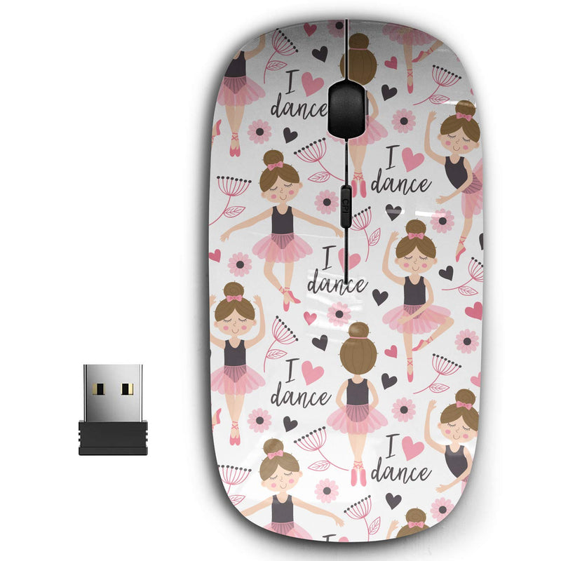 [Australia - AusPower] - 2.4G Ergonomic Portable USB Wireless Mouse for PC, Laptop, Computer, Notebook with Nano Receiver ( White Cute Ballerina ) 