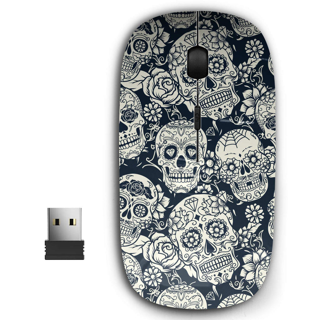 [Australia - AusPower] - 2.4G Ergonomic Portable USB Wireless Mouse for PC, Laptop, Computer, Notebook with Nano Receiver ( Day Dead Sugar Skull Floral ) 