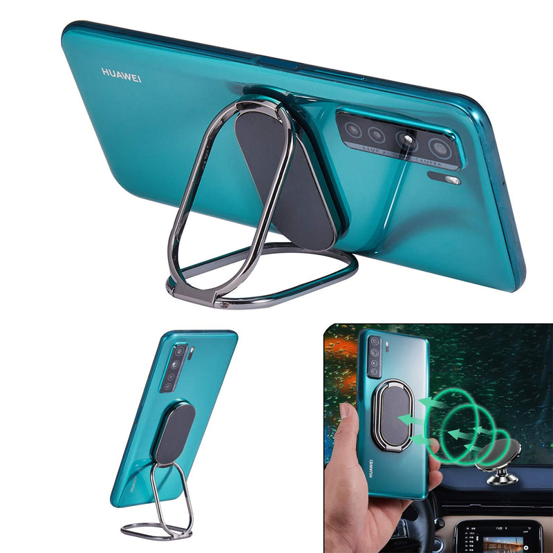 [Australia - AusPower] - Phone Ring Holder Finger Kickstand Foldable Cellphone Stand 360° Degree Rotation Metal Ring Grip Holder for Magnetic Car Mount Compatible with iPhone Samsung All Smartphone and iPad Tablets GunBlack 