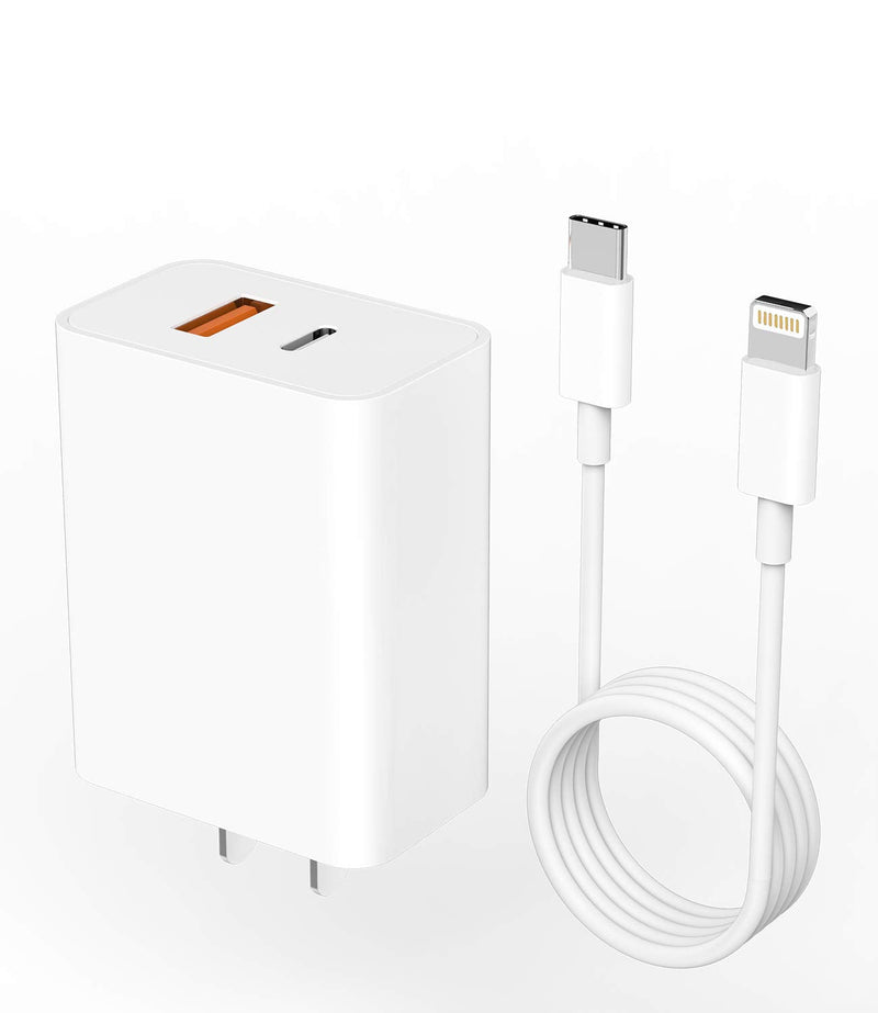 [Australia - AusPower] - PD QC3.0 Fast Wall Charger USB C/A Power Adapter Type Compatible with iPhone 12/mini/Pro/Max/11/SE/Xs/XR/X/8 for Pro Air 2020 Duo Samsung Galaxy S20/S10 Dual Port Charging 18w 20W 