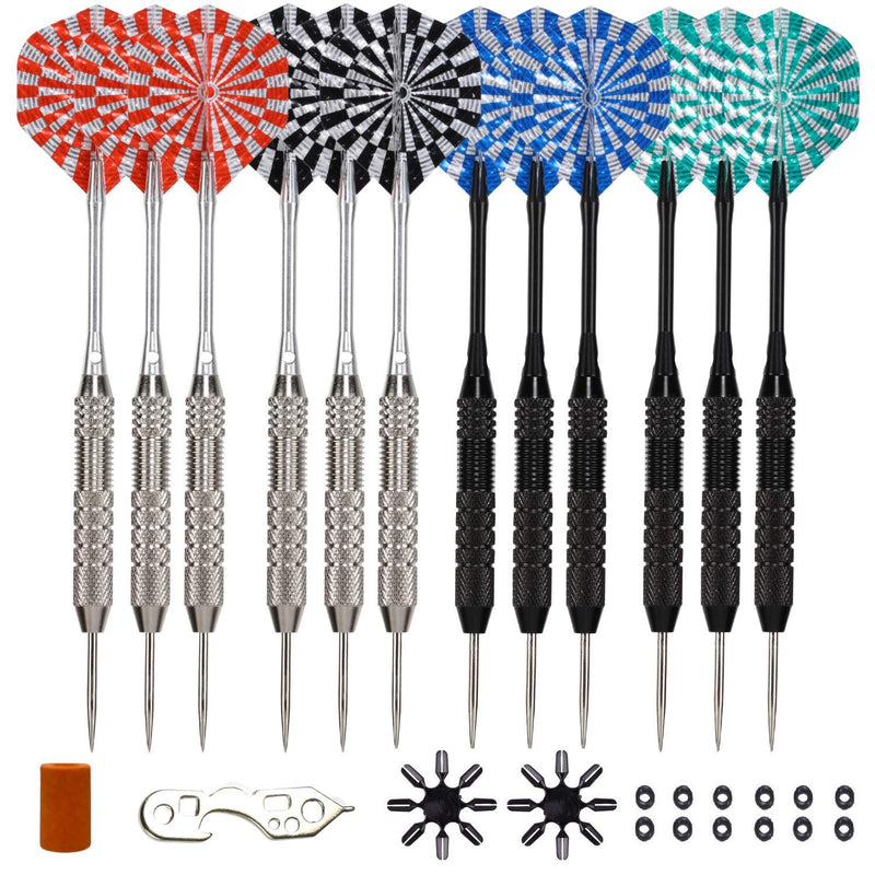 [Australia - AusPower] - SHOT TAKER CO. EST. 2017 Professional Steel Tip Darts 12 PC Set | 12 PC Brass Barrels | 12 PC Aluminum Shafts 48mm | 16 PC Flights Standard Shape | 1 Multi-Purpose Dart Tool | 1 Carry Bottle 21g Deluxe 50/50 