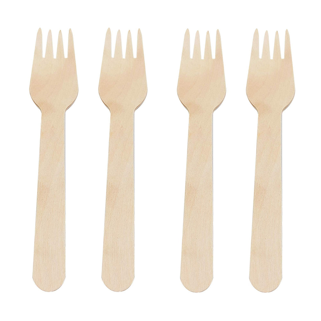 [Australia - AusPower] - 6.5 Inch Disposable Wooden Forks , 100 PCS Natural Birch Wood, Wooden Cutlery, Eco friendly 