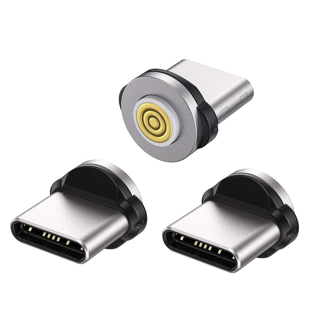[Australia - AusPower] - AUFU Fast Magnetic USB Type C Connector/Tip/Heads 3 Pack 360° Rotating Magnetic Phone Adapter Connector for USB Type C, No Cable 