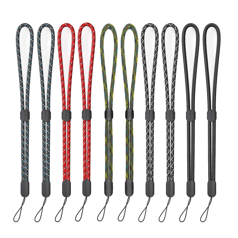 [Australia - AusPower] - Mixed Color Adjustable Creative Short Wrist Strap Hand Lanyard, Suitable for iPhone, Samsung and Other Smart Phones, Cameras, Mobile U disks, Wallets, Flashlight Portable lanyards. (10 Pack) 