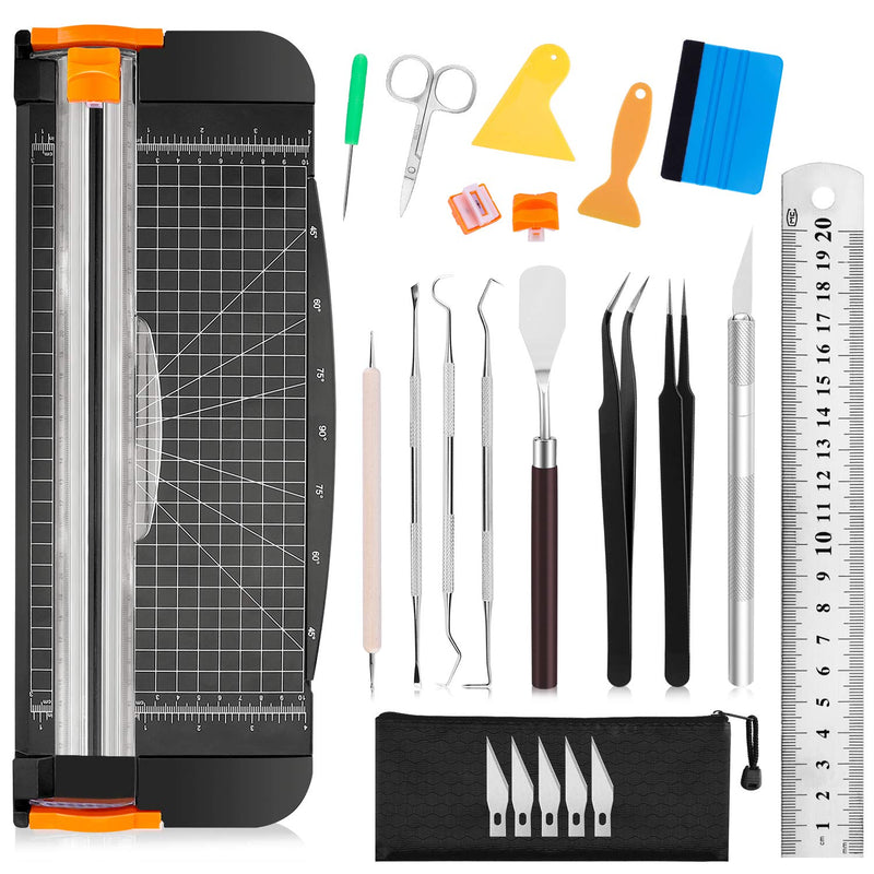 [Australia - AusPower] - Famomatk 23PCS Weeding Tools for Vinyl, Craft Weeding Tools Set with 12Inch Paper Cutter and Trimmer for Scrapbooking,Silhouettes,Cameos,Lettering,Cutting,Craft Paper, Labels and Cardstock 