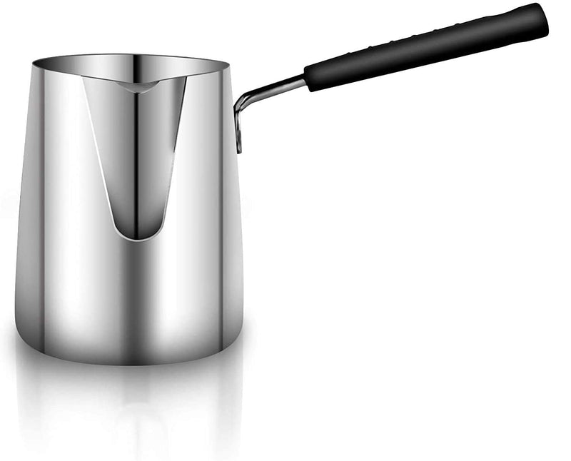 [Australia - AusPower] - Turkish Coffee Pot, Stainless Steel Milk and Coffee Warmer, Ibrik Cezve Arabic Briki Coffee Pot, Chocolate and Butter Melting Pot with Heat Resistant Handle, 20 OZ, 600 ML 