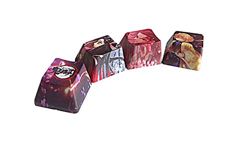 [Australia - AusPower] - 4 keycap Set, 5-Side Dye-subbed PBT Keycaps, R4 Keycaps, DIY OEM Keycaps for Gaming Mechanical Keyboard, Demon Slayer 4 Key Demon Slayer 