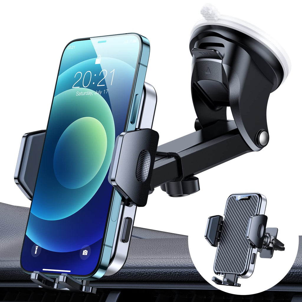 [Australia - AusPower] - andobil (2022 Upgraded) Phone Mount for Car Windshield [Strongest Suction Power & Stick Firmly] Ultra Stable Car Phone Holder, Easy Clamp Hands-Free Compatible with iPhone 13 12 Android Samsung S22 