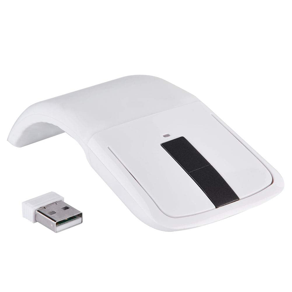 [Australia - AusPower] - 143 Wireless Mouse Folding Mouse Touch Mouse USB Mouse for Microsoft Mouse, Photoelectricity + Touch Scroll, Arc Mouse Mice with USB Receiver for PC/Laptop/MacBook/Smart TV(White) 