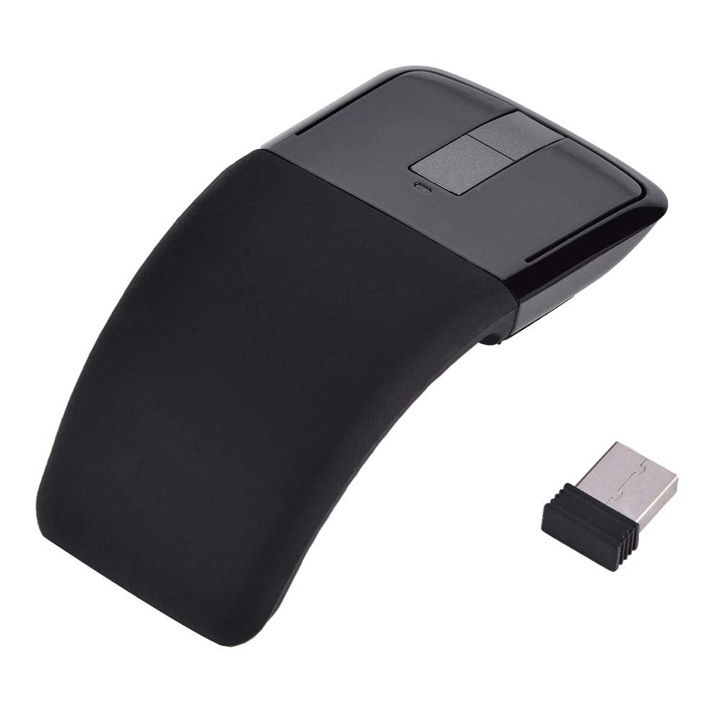 [Australia - AusPower] - USB Foldable Wireless Touch Mouse, Arc Touch Mouse Mice with USB Receiver for PC/Laptop/Smart TV, Stylish Appearance(Black) 