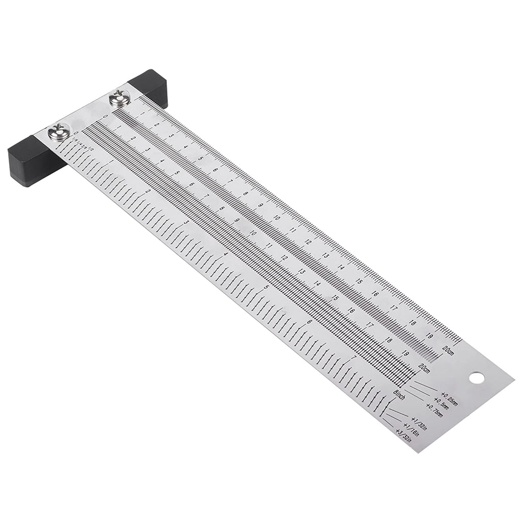 [Australia - AusPower] - T Type Marking Ruler Hole Ruler Woodworking Marking Scribing Line Ruler Carpenter Line Gauge Measuring Tool (8 inches) 