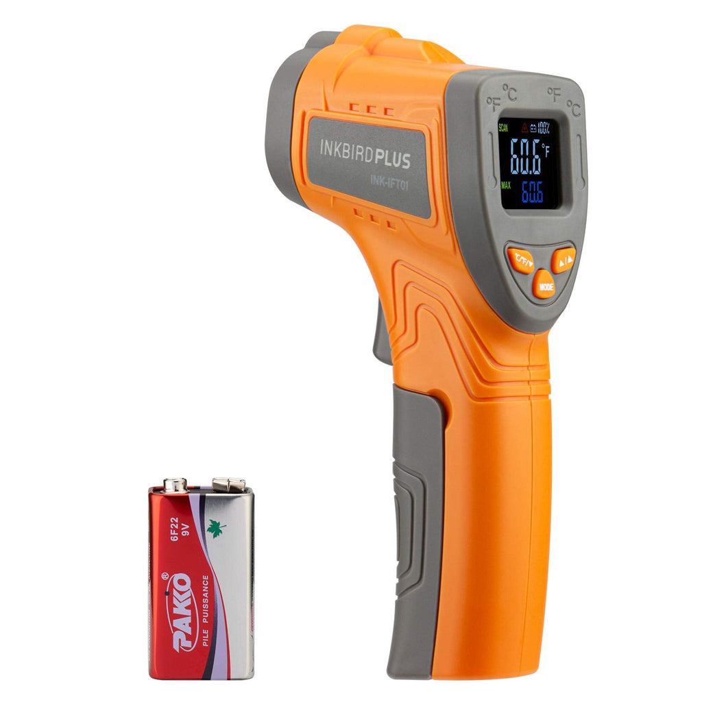 [Australia - AusPower] - Inkbird Temperature Gun, -58℉~1022℉ Laser Thermometer Gun, Infrared Thermometer for Cooking, Non Contact IR Thermometer for Pizza Oven Kitchen Home Repairs with Adjustable Emissivity (NOT for Human) -58℉~1022℉ 