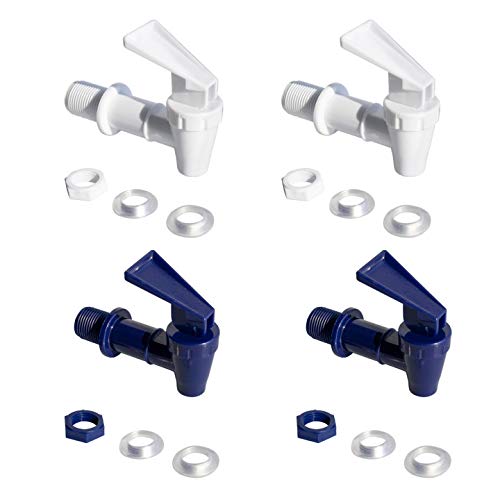[Australia - AusPower] - MUGLIO Beverage Dispenser Replacement Spigot 2 White and 2 Blue Water Dispenser Tap Set - Food Grade Plastic Finished Fit for Any Drink Jug 