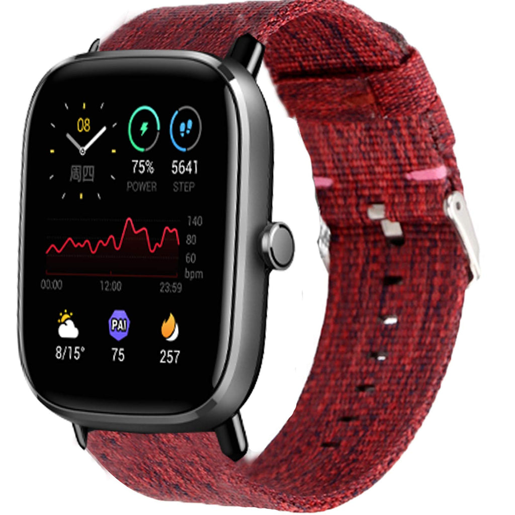 [Australia - AusPower] - for GTS 3 Band, Youkei Breathable Nylon Woven Fabric Replacement Accessory Strap Compatible for Amazfit GTS 2 Mini/GTS 2 / GTS 3 Smartwatch (Red) Red 