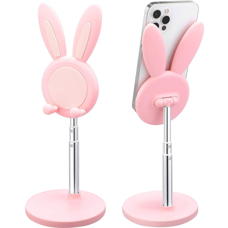 [Australia - AusPower] - Weewooday Cute Bunny Phone Holder Desktop Cell Phone Holder Stand Height Angle Adjustable Phone Stand Compatible with Most 4-12.9 Inch Mobile Phone or Tablet (Pink) Pink 