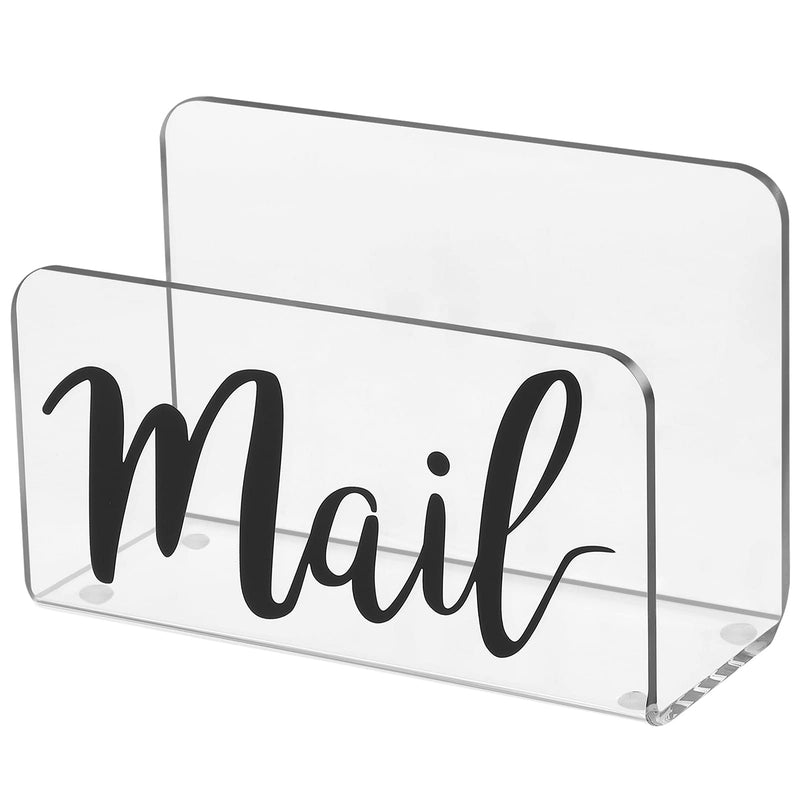 [Australia - AusPower] - KTRIO Mail Holder Mail Organizer Countertop Acrylic Mail Sorter, Print Mail Script Letter Holder for Desk Envelope Holder Letter Organizer for Home Office School, Bill Filling Paper Document Clear Acrylic 