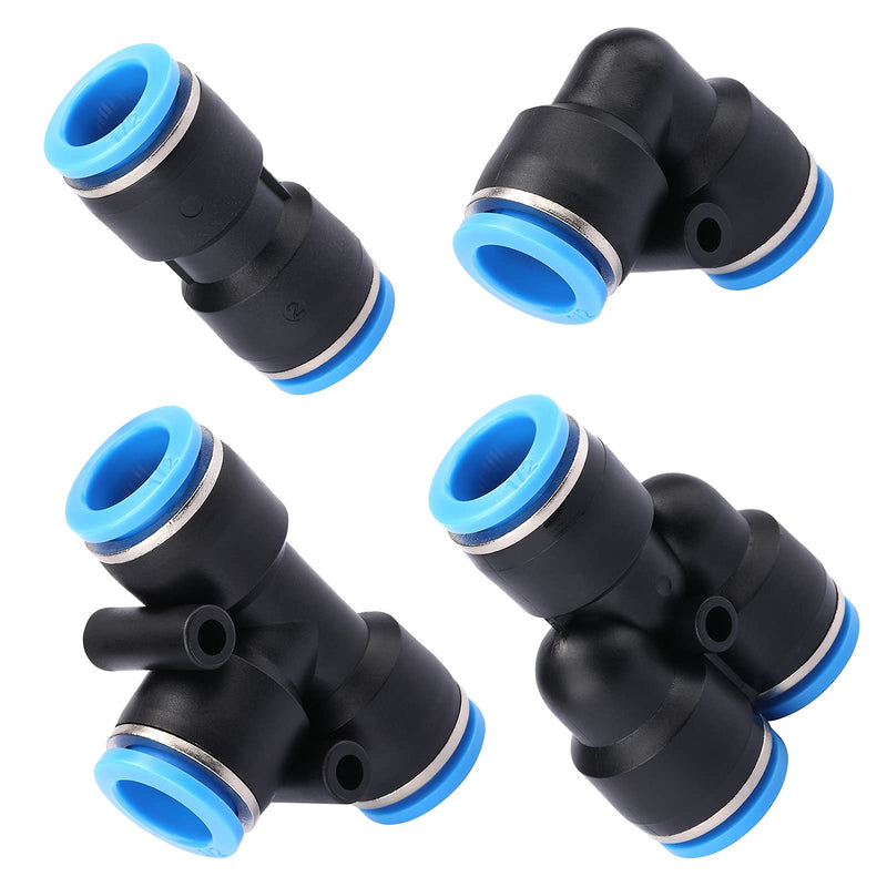 [Australia - AusPower] - AIRTOON 1/2" Push to Connect Air Fittings Pneumatic Fittings Kit Inlcude 5 Spliters+5 Elbows+5 tee+5 Straight (20 pcs) 1/2” 20 