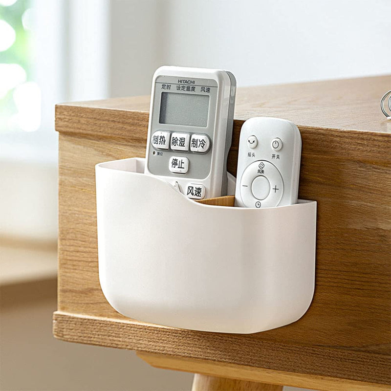 [Australia - AusPower] - LINFIDITE Adhesive Remote Control Holder Universal Controller Holder Wall Mount Storage Organizer Box No Drilling with Slot Home Office Desk Nightstand Stationery Supplies Phones Charging,White 1 PCS 