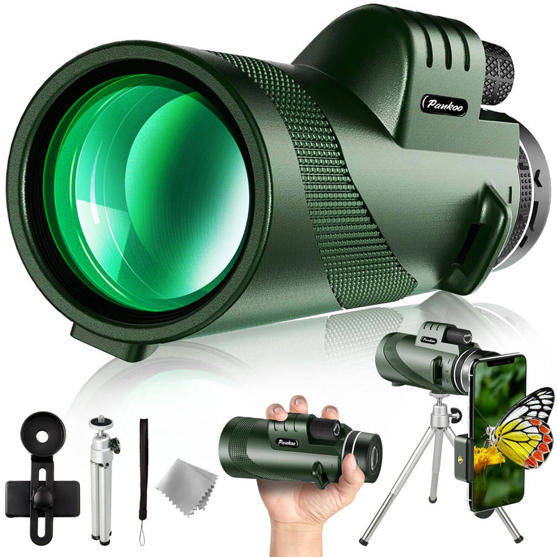 [Australia - AusPower] - Pankoo 40X60 Monocular Telescope with Smartphone Holder & Tripod, 2021 Power Prism Compact Monoculars for Adults Kids HD Monocular Scope for Bird Watching Hunting Hiking Concert Travelling 