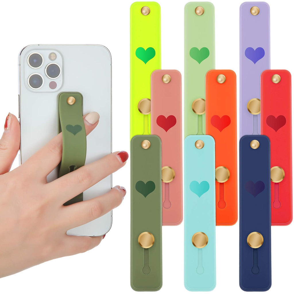 [Australia - AusPower] - Weewooday 9 Pieces Phone Grip Holder Telescopic Finger Strap Phone Bracket Portable Phone Grips Band with Heart Pattern for Universal Cell Phones (Vibrant Colors) Vibrant Colors 