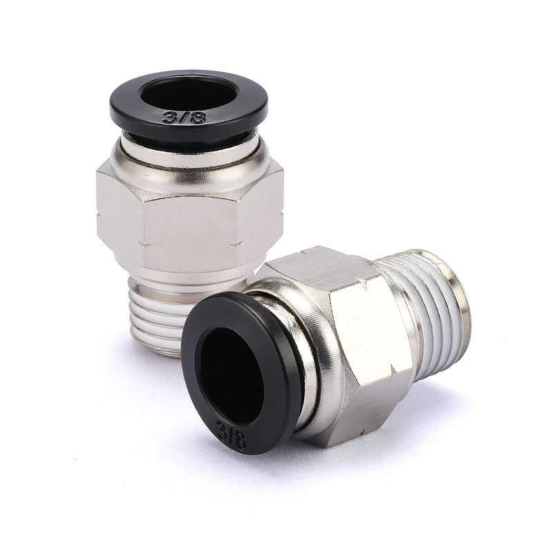 [Australia - AusPower] - AIRTOON Pneumatic Push to Connect Air Fittings Male Straight 3/8'' Inch Tube OD x 1/4'' Inch NPT Thread Air Line Fittings Nickel-Plated Brass (Pack of 10) 