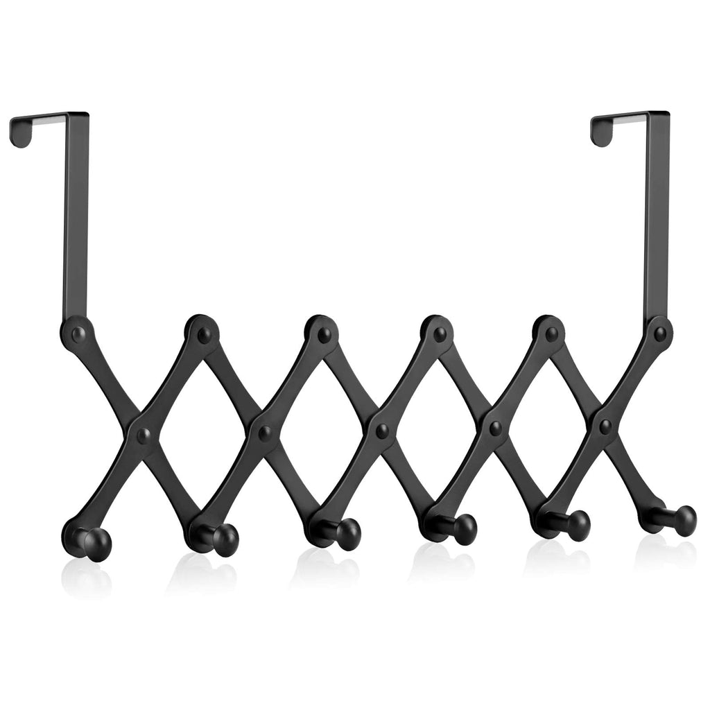 [Australia - AusPower] - Over The Door Hooks Door Hanger - Door Coat Rack Closet Organizer Door Towel Racks for Bathroom Door Clothes Hanger Bedroom Door Rack Kitchen Door Hooks for Hanging Purse Belt Bag Hat Storage, Black 1 Pack 