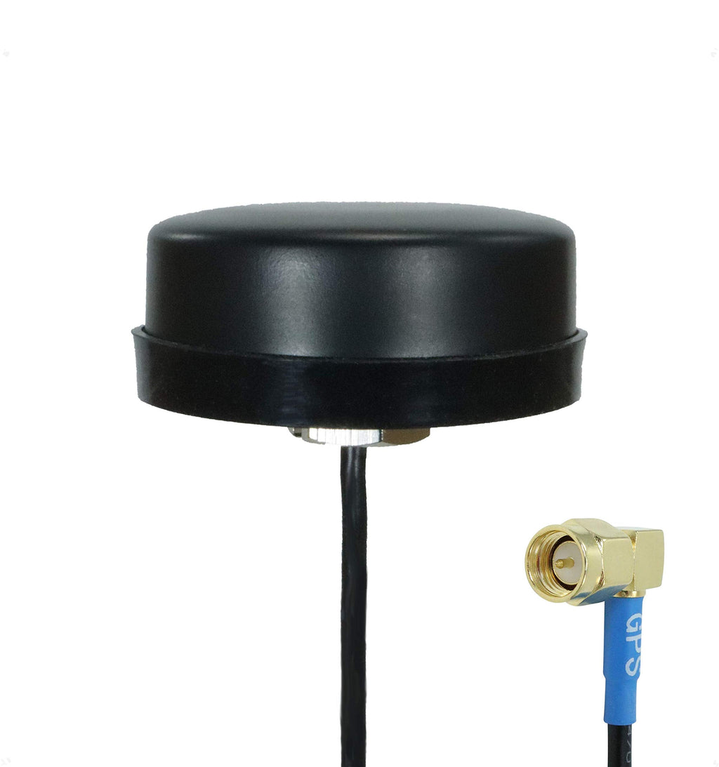 [Australia - AusPower] - Proxicast Active/Passive GPS Antenna - Through Hole Screw Mount Puck Style with Right Angle SMA Connector on 20 inch Coax Lead - 28 dB LNA 