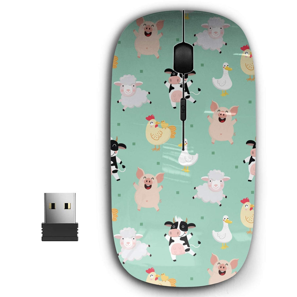 [Australia - AusPower] - 2.4G Ergonomic Portable USB Wireless Mouse for PC, Laptop, Computer, Notebook with Nano Receiver ( Farm Animal Cartoon Character ) 