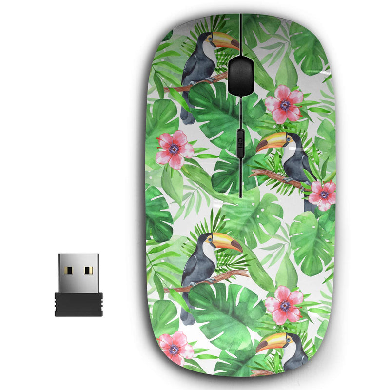 [Australia - AusPower] - 2.4G Ergonomic Portable USB Wireless Mouse for PC, Laptop, Computer, Notebook with Nano Receiver ( Tropical Toucans Watercolor ) 