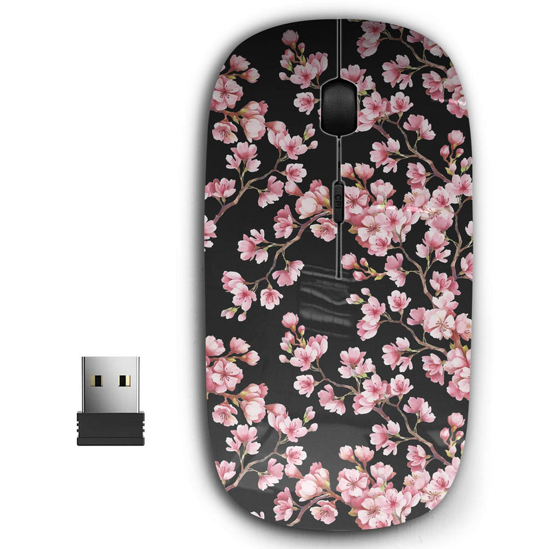 [Australia - AusPower] - 2.4G Ergonomic Portable USB Wireless Mouse for PC, Laptop, Computer, Notebook with Nano Receiver ( Cherry Blossoms Watercolor ) 