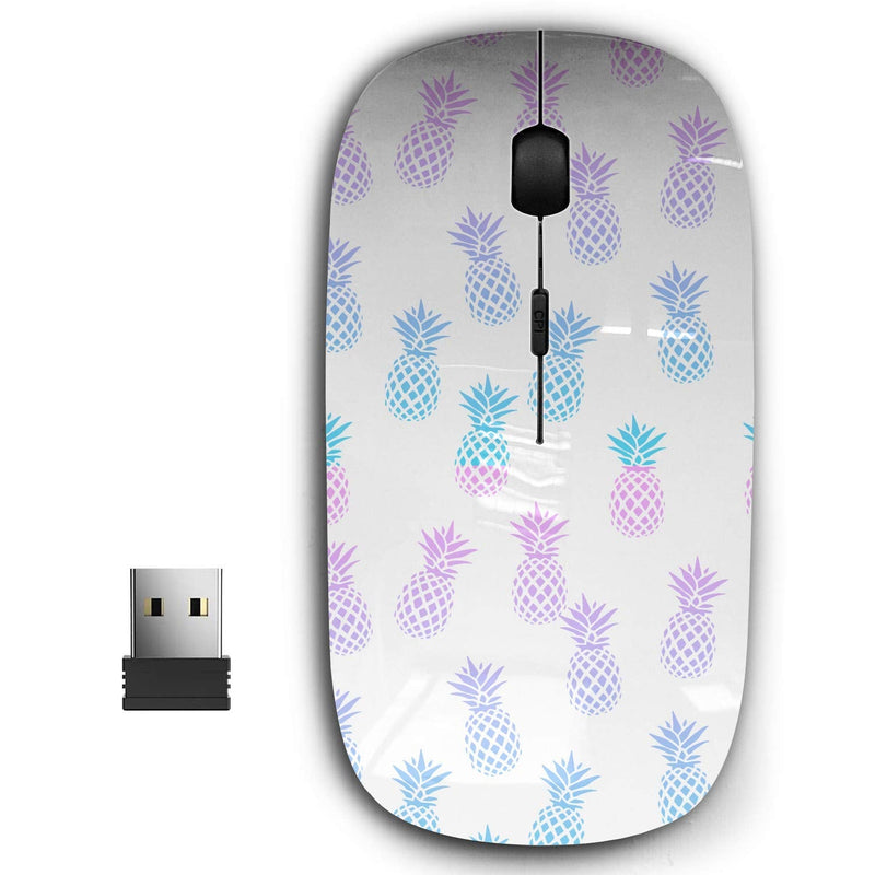 [Australia - AusPower] - 2.4G Ergonomic Portable USB Wireless Mouse for PC, Laptop, Computer, Notebook with Nano Receiver ( Pineapples On White ) 