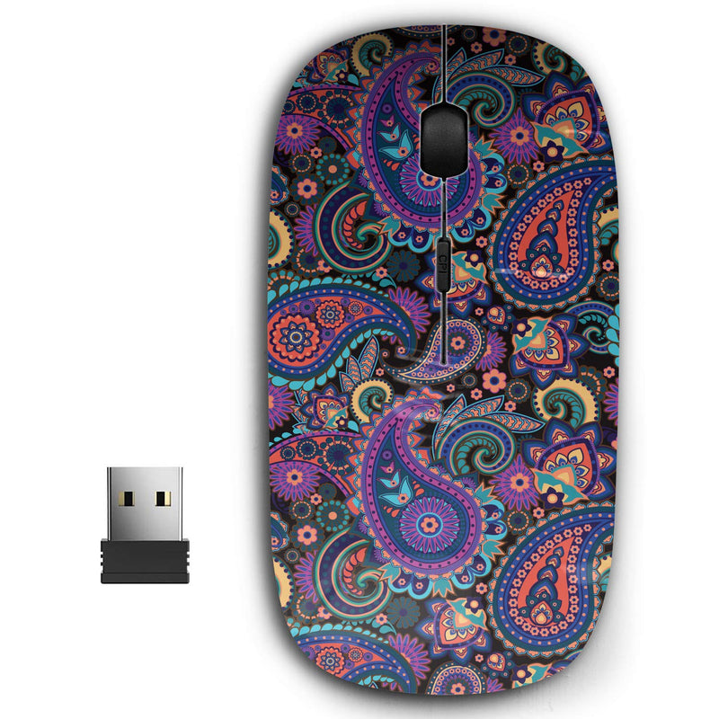 [Australia - AusPower] - 2.4G Ergonomic Portable USB Wireless Mouse for PC, Laptop, Computer, Notebook with Nano Receiver ( Paisley Oriental Based ) 