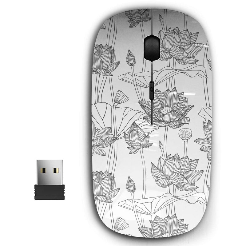 [Australia - AusPower] - 2.4G Ergonomic Portable USB Wireless Mouse for PC, Laptop, Computer, Notebook with Nano Receiver ( Linear Lotus Flower ) 