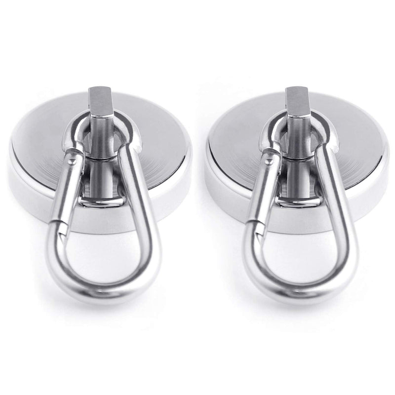 [Australia - AusPower] - Magnetic Hooks 170lbs Magnet Hooks Carabiner for Hanging Refrigerator Strong Large Heavy Duty Neodymium Magnet (170LBS-2PACK) WELLZEER 170LBS-2PACK Silver 