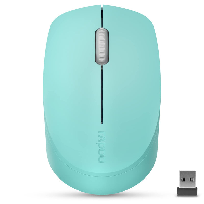 [Australia - AusPower] - RAPOO Bluetooth 2.4G Wireless Mouse, 2 Bluetooth Channels with 1 USB Receiver Noiseless Mouse, Connect up to 3 Devices, Portable Computer Mice for PC, Tablet, Laptop-Mint Green 