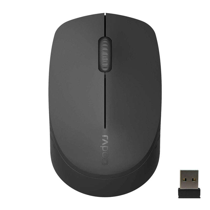 [Australia - AusPower] - RAPOO Bluetooth 2.4G Wireless Mouse, 2 Bluetooth Channels with 1 USB Receiver Noiseless Mouse, Connect up to 3 Devices, Portable Computer Mice for PC, Tablet, Laptop-Black BLACK 