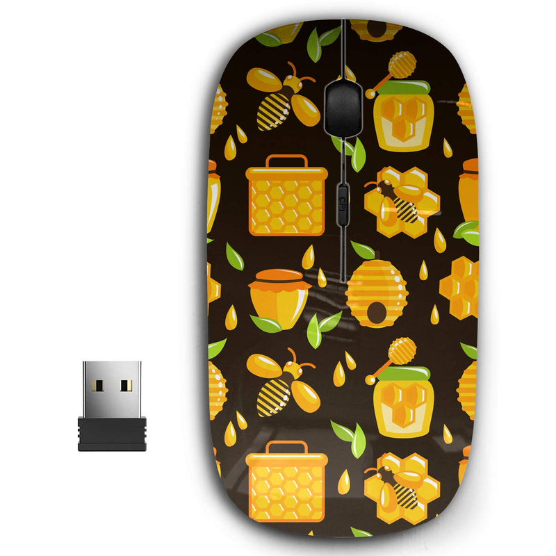 [Australia - AusPower] - 2.4G Ergonomic Portable USB Wireless Mouse for PC, Laptop, Computer, Notebook with Nano Receiver ( Decorative Honey Bumble Bee Honeycomb ) 