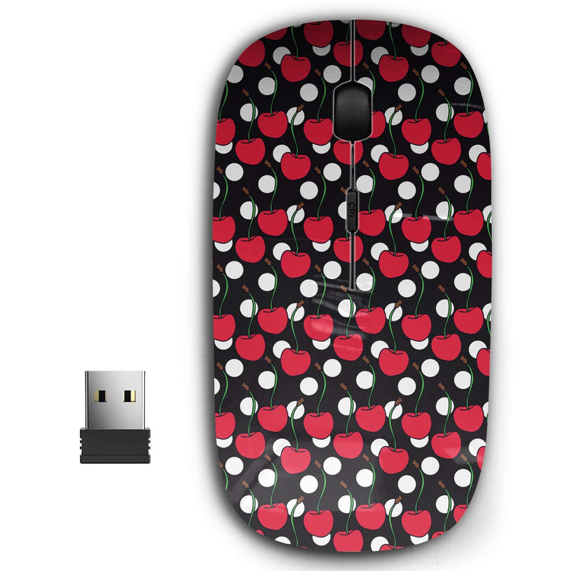 [Australia - AusPower] - 2.4G Ergonomic Portable USB Wireless Mouse for PC, Laptop, Computer, Notebook with Nano Receiver ( Bright Cherry Doodle Summer ) 