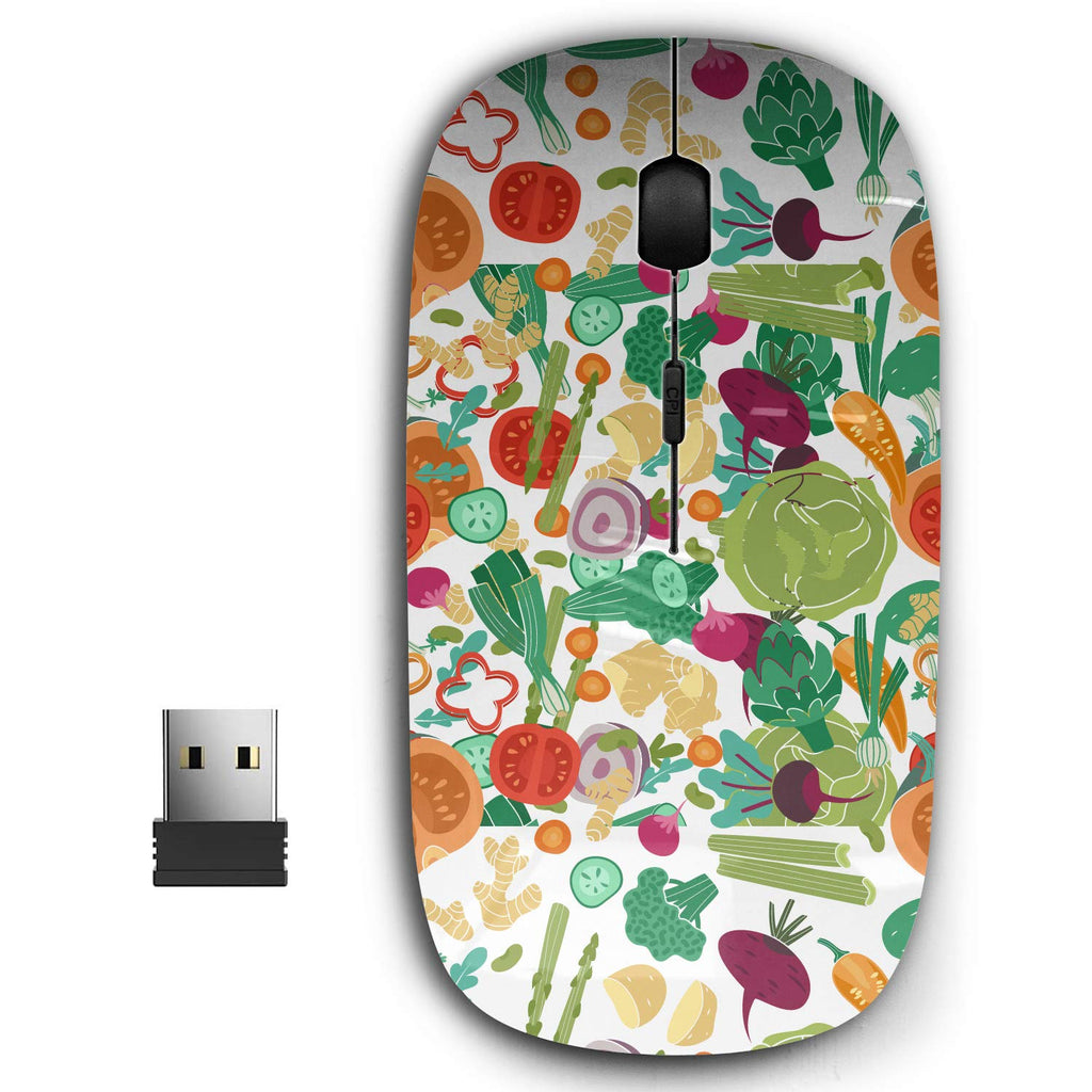 [Australia - AusPower] - 2.4G Ergonomic Portable USB Wireless Mouse for PC, Laptop, Computer, Notebook with Nano Receiver ( Vegetables Vegan Healthy ) 