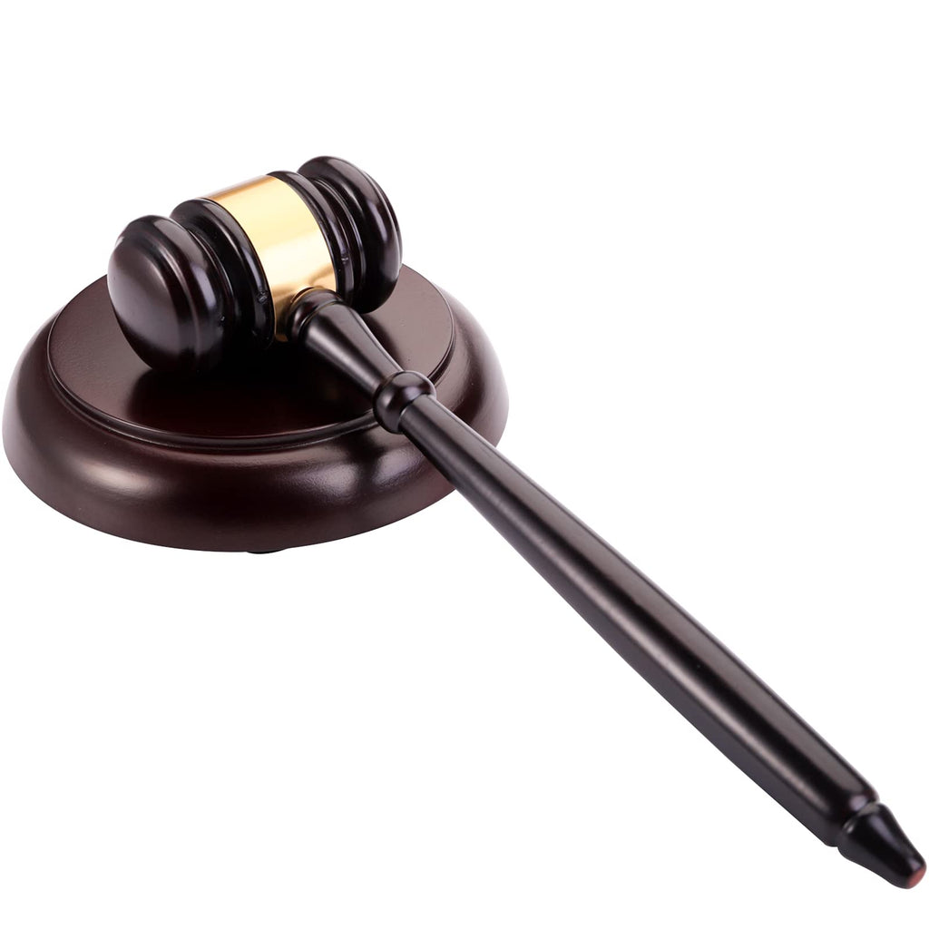 [Australia - AusPower] - WUWEOT Gavel and Block Set, Handcrafted Vintage Old View Finish Wood Gavel and Round Hammer Sound Block Perfect for Judge, Lawyer, Meeting, Auction Sale, and Gifts 