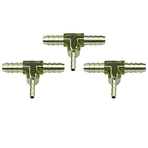 [Australia - AusPower] - HongBoW Hardware 3 pcs Brass Barb Reducing Tee, 1/4" x 1/4" x 1/8" Hose Barbed T Reducer Fitting For Water/Fuel/Air 1/4" Barb x 1/4" Barb x 1/8" Barb 