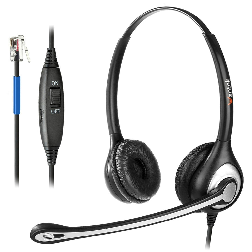 [Australia - AusPower] - Wantek Phone Headset with Microphone Noise Cancelling, RJ9 Telephone Headsets Compatible with Cisco Office Phones 7940 7942 7945 7960 7962 7965 7811 7821 8811 8841 8845 8851 Plantronics M12 M22 Black 