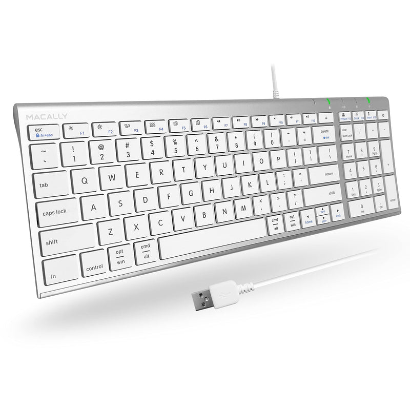 [Australia - AusPower] - Keyboard for Mac and Windows, Macally Apple Wired Keyboard Compatible - Slim, Space-Saving Design USB Keyboard with Numeric Keypad - Budget-Friendly Laptop, MacBook, iMac Keyboard Replacement 