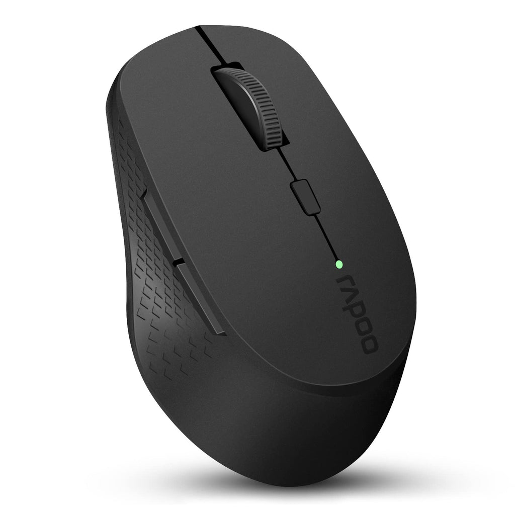 [Australia - AusPower] - Bluetooth Mouse, Rapoo Multi-Device Silent Wireless Mice, 4 Adjustable DPI, Support up to 3 Devices, Portable Optical Mice with Ergonomic Design, for Laptop Windows PC Tablet, Black 