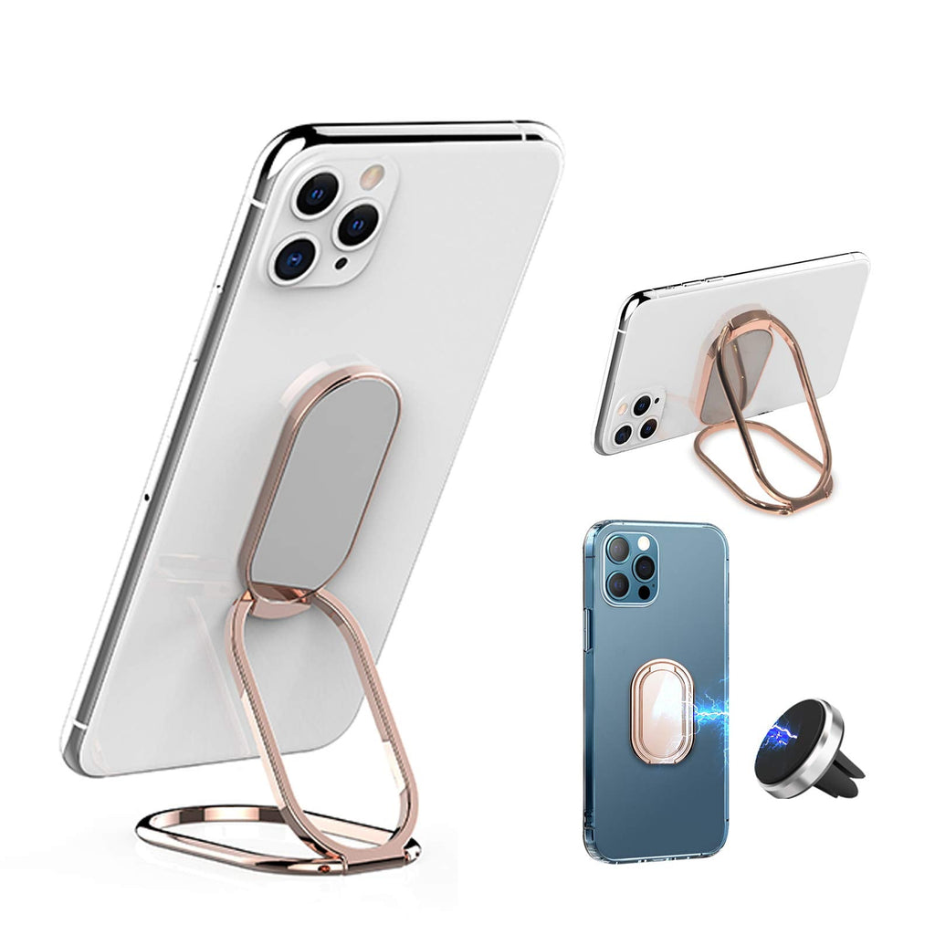 [Australia - AusPower] - Vesmatity Cell Phone Ring Holder Finger Kickstand 360° Foldable Swivel Phone Stand Metal Back Ring Grip Foldable Ring Stand for Magnetic Car Mount iPhone and All Smart Phones(Rose Gold) Rose Gold 