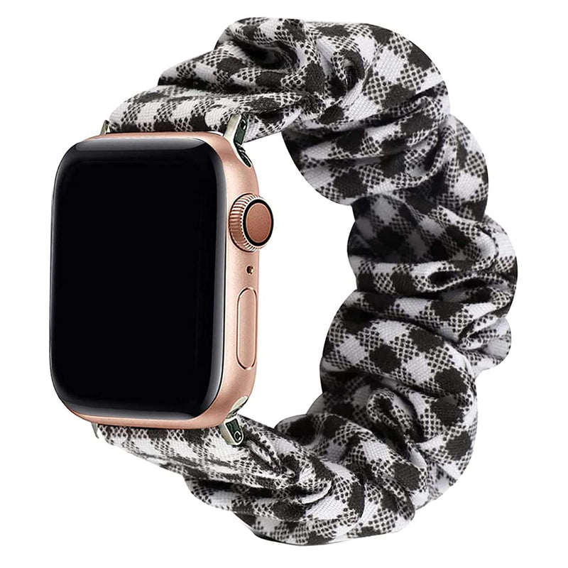 [Australia - AusPower] - Magwei Band Compatible with Apple Watch Band 38mm 40mm 41mm 42mm 44mm 45mm, Scrunchie Elastic Wristband Replacement Strap Compatible with iWatch Series 7 6 5 4 3 2 1 SE for Women White Buffalo Plaid 38mm/40mm/41mm 