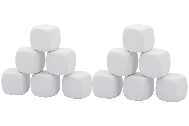[Australia - AusPower] - Qidiwin 2.5 Inch White EVA Foam Dices for Kids Graffiti, Building Blocks,Creative Painting,Party Supplies, 12 PCS 