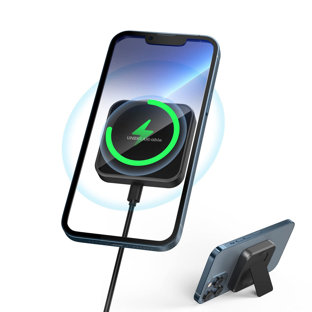 [Australia - AusPower] - UNBREAKcable Magnetic Wireless Charger,15W Fast Charging Pad with USB-C Power Cable, Compatible with iPhone 13/13 Mini/13Pro/13Pro max/iPhone 12/12 Mini/12Pro/12Pro max, Black 